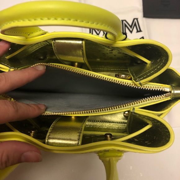 MCM Mini Neo Millia perforated yellow handbag - Picture 7 of 10